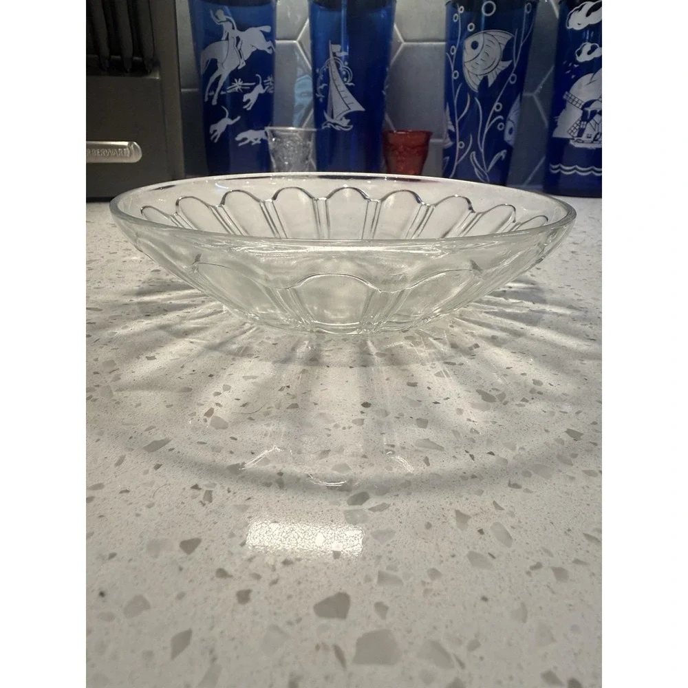 Anchor Hocking Colonial Knife Fork Crystal Clear Low Soup Bowl Depression Glass